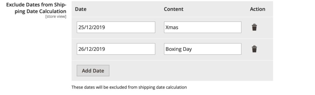 Magento 2 : Exclude Date Selection System Configuration