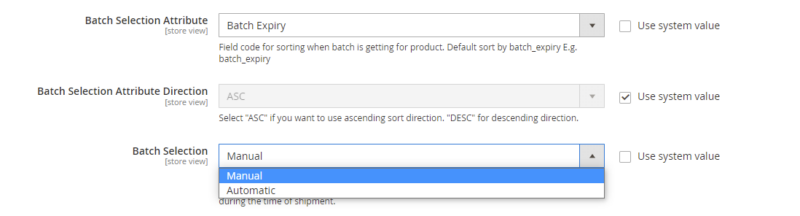 batch selection configuration