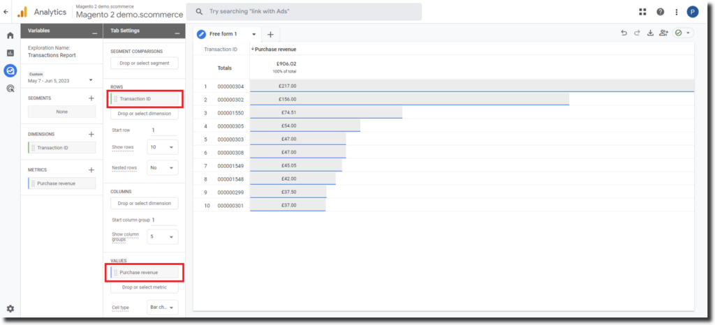 Create Transactions Report in Google Analytics 4 (GA4)