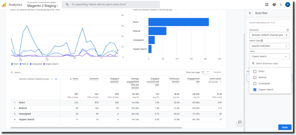 Adding filters in GA4 Reports
