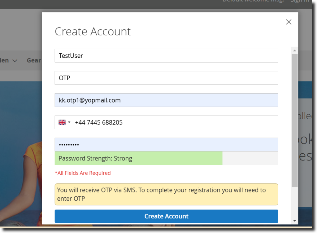 Magento 2 OTP Login: Register with Mobile Number
