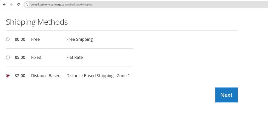 Magento 2 Distance Based Shipping: Frontend