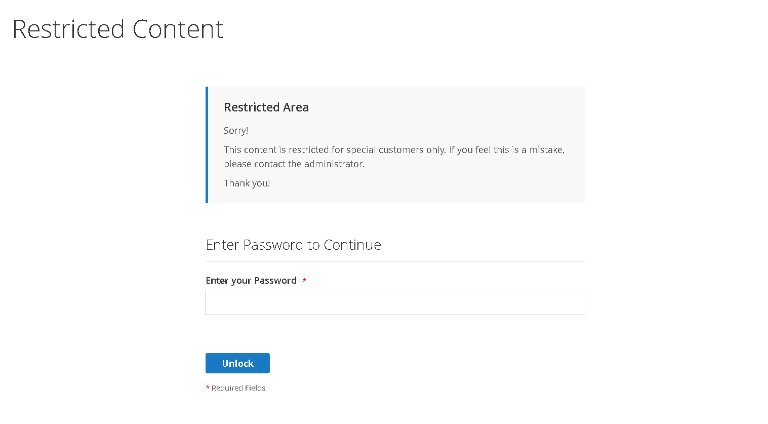 CMS Page Password Protection