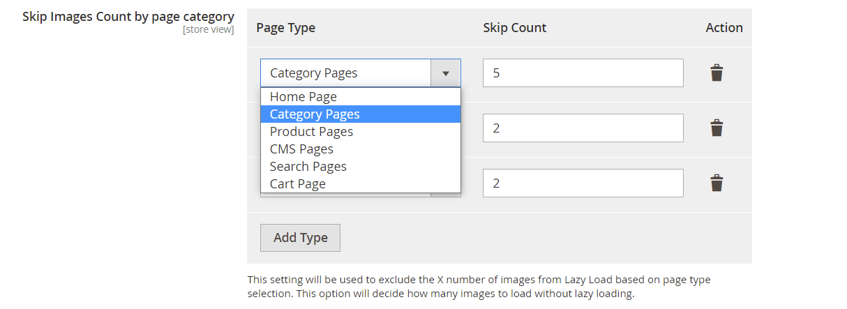 Lazy loading exclude pages