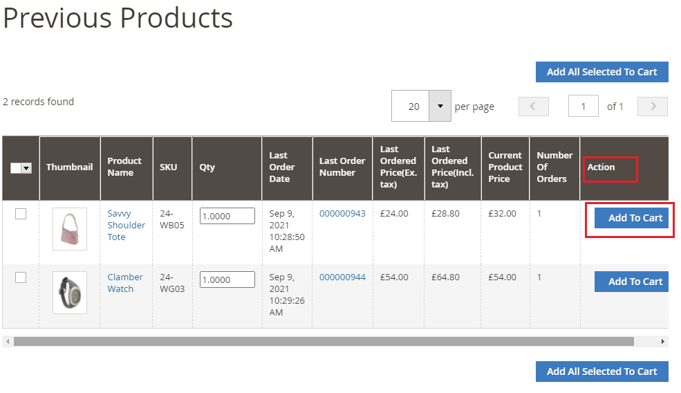 previous products scenario 1
